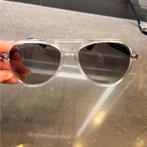 Rayban Clear Frame Sunglasses with Gray Lenses LIKE NEW